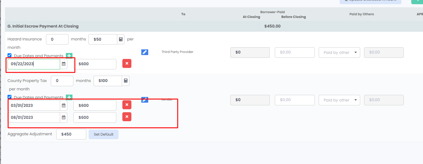 How to Set /Review Escrows and Aggregate Adjustments?