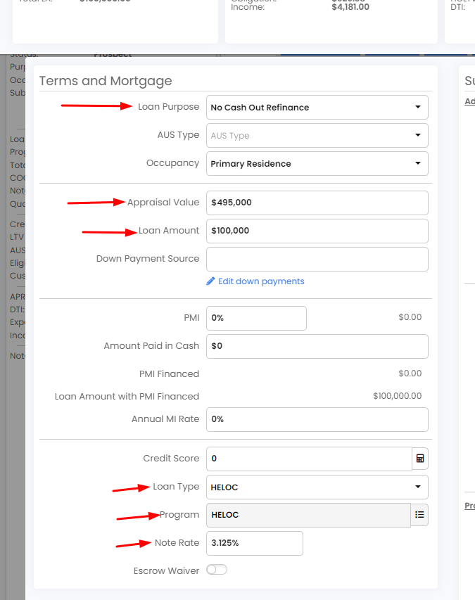 How to enter a standalone HELOC/HELOAN