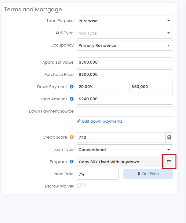 How to enter a Buy Down program?